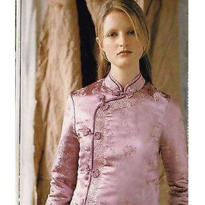 Anthro Fei Pink & Gold Floral Cheongsam Jacket